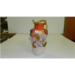beautiful antique England Stevens & Williams art glass applied floral peachblow vase,