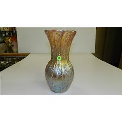 luxurious Art Glass Gold Iridescent Signed Durand Vase 12 in Tall x 5 1/2 cond VG
