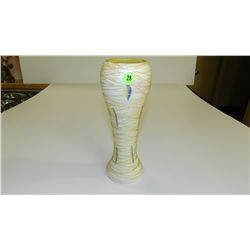 beautiful DURAND Art Deco Glass Flower Gold Leaf & Gold Thread Vase 10in Tall. cond Good