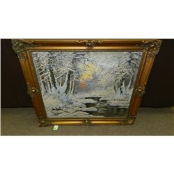 splendid oil painting on canvas "Winter Twilight" by Medyansky Laszlo (Attrib.) (1852-1919)  w/COA