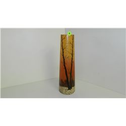 beautiful Legras signed enamel painted (Cameo) art glass vase with winter scene cond VG,
