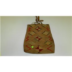 Original Antique Native American Indian Corn husk Bag / Geometric Design /