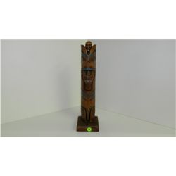 vintage Native American hand carved and painted totem pole, signed Kiana,  Alaska