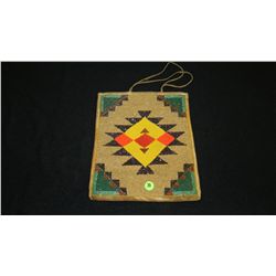 wonderful Native American Indian handmade bead work /Beaded bag on trade cloth