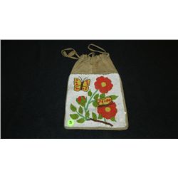 wonderful Native American Indian handmade bead work /Beaded bag on trade cloth,