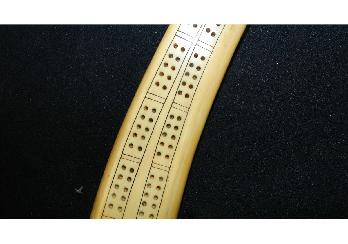 wonderful Native American Indian handmade cribbage board from Ivory
