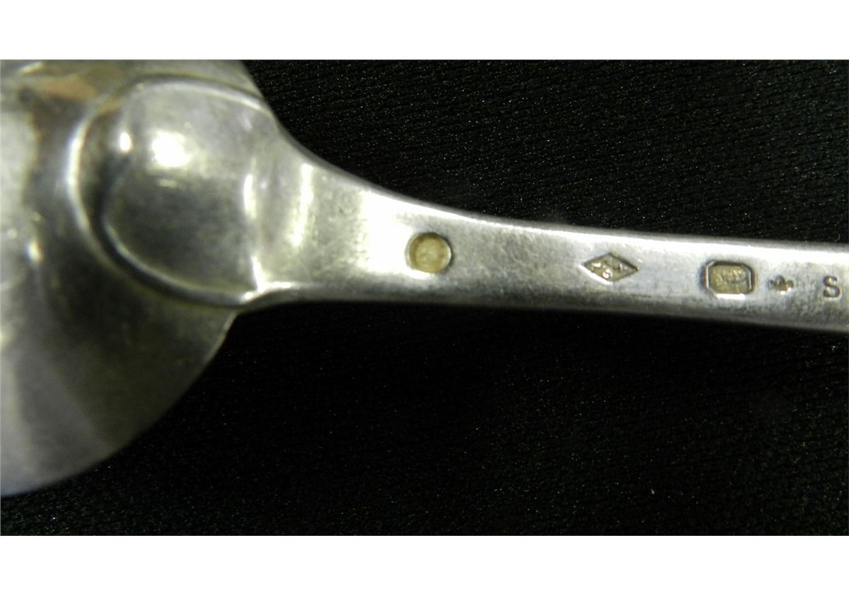 rare 1700's sterling silver flatware with several hallmarks with 7