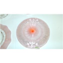 4 piece Stevens & Williams? art glass threaded finger bowls with under plates, cond VG