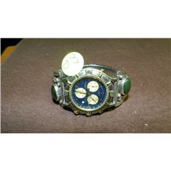 amazing Native American sterling silver and turquoise? and other stones bracelet / watch band with w
