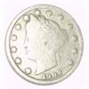 Image 1 : 1908 LIBERTY HEAD "V" NICKEL RED BOOK VALUE IS $3.00+ *NICE EARLY VERY GOOD GRADE*!!