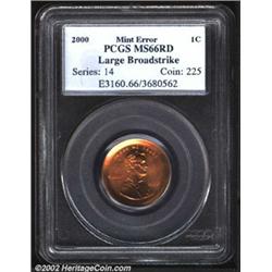 2000 1C Cent--Large Broadstrike--MS66 Red PCGS.