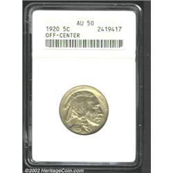1920 5C Nickel--Off-Center--AU50 ANACS.