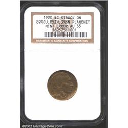 1920 5C Nickel--Off Metal Striking--AU55 NGC.