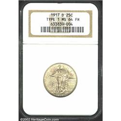 1917-D 25C Type One MS64 Full Head NGC.