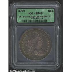 1797 S$1 9x7 Stars, Large Letters XF45 ICG.