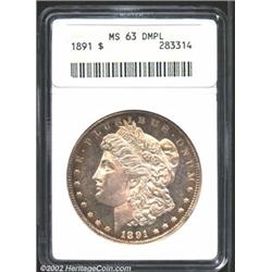 1891 S$1 MS63 Deep Mirror Prooflike ANACS.