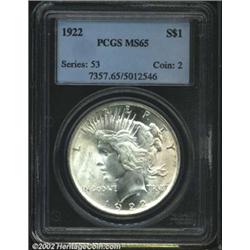 1922 S$1 MS65 PCGS.