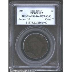 1814 1C Crosslet 4 Cent--Double Struck,