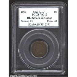 1898 1C Cent--Double Struck in Collar--VG10 PCGS.