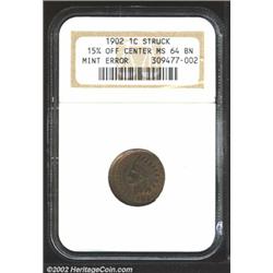 1902 Cent--15% Off Center--MS64 Brown NGC.