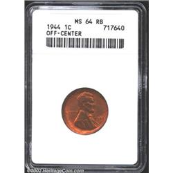 1944 Cent--Off Center--MS64 Red and Brown ANACS.