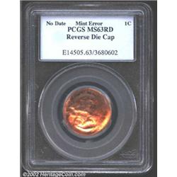 Undated 1C Lincoln Cent--Reverse Die Cap--MS63 Red PCGS.
