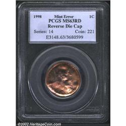 1998 1C Cent--Reverse Die Cap--MS63 Red PCGS.