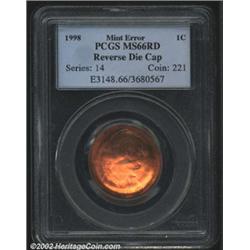 1998 1C Cent--Reverse Die Cap--MS66 Red PCGS.