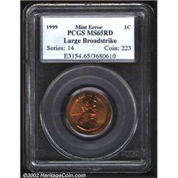1999 1C Cent--Large Broadstrike--MS65 Red PCGS.