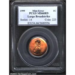 1999 1C Cent--Large Broadstrike--MS66 Red PCGS.