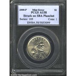 2000-P Sacagawea Dollar--Struck on SBA Planchet--AU58 PCGS.