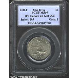 2000-P $1 Sacagawea Dollar--Double Struck on Maryland 25C--MS64 PCGS.