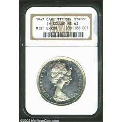 1967 $1 Canadian Dollar--Double Struck in Collar--MS63 NGC.