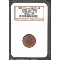 1863 MS New York Token, Broas Brothers, Pie Baker MS65 Red and Brown NGC.
