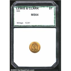 1905 G$1 Lewis and Clark Gold Dollar MS64 PCI (MS62).