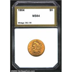 1904 $5 Half Eagle MS64 PCI (MS63).