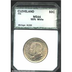 1936 50C Cleveland Half Dollar MS66 100% White PCI (MS65 Lightly Toned).