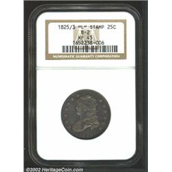 1825/4/3 25C "L" Counterstamp XF45 NGC.