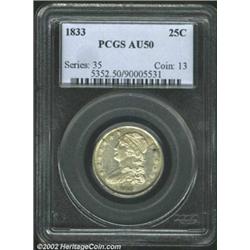 1833 25C AU50 PCGS.