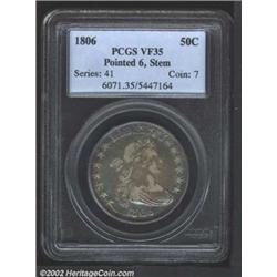 1806 50C Pointed 6, Stem VF35 PCGS.