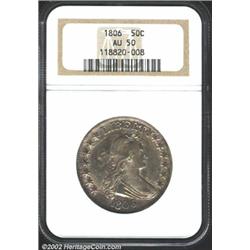 1806 50C Pointed 6, Stem AU50 NGC.