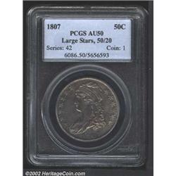 1807 50C Large Stars, 50 Over 20 AU50 PCGS.