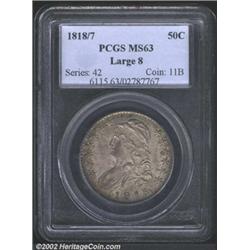 1818/7 50C Large 8 MS63 PCGS.