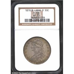 1819/8 50C Large 9 AU55 NGC.