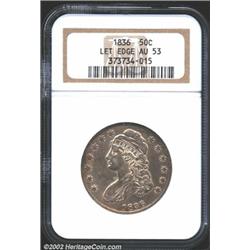 1836 50C Lettered Edge AU53 NGC.