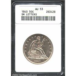 1840 50C Reverse of 1839 AU53 ANACS.