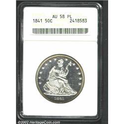 1841 50C AU58 Prooflike ANACS.