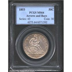 1853 50C Arrows and Rays MS64 PCGS.