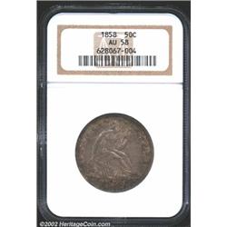 1858 50C AU58 NGC.