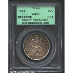 1861 50C Scott Restrike AU55 PCGS.
